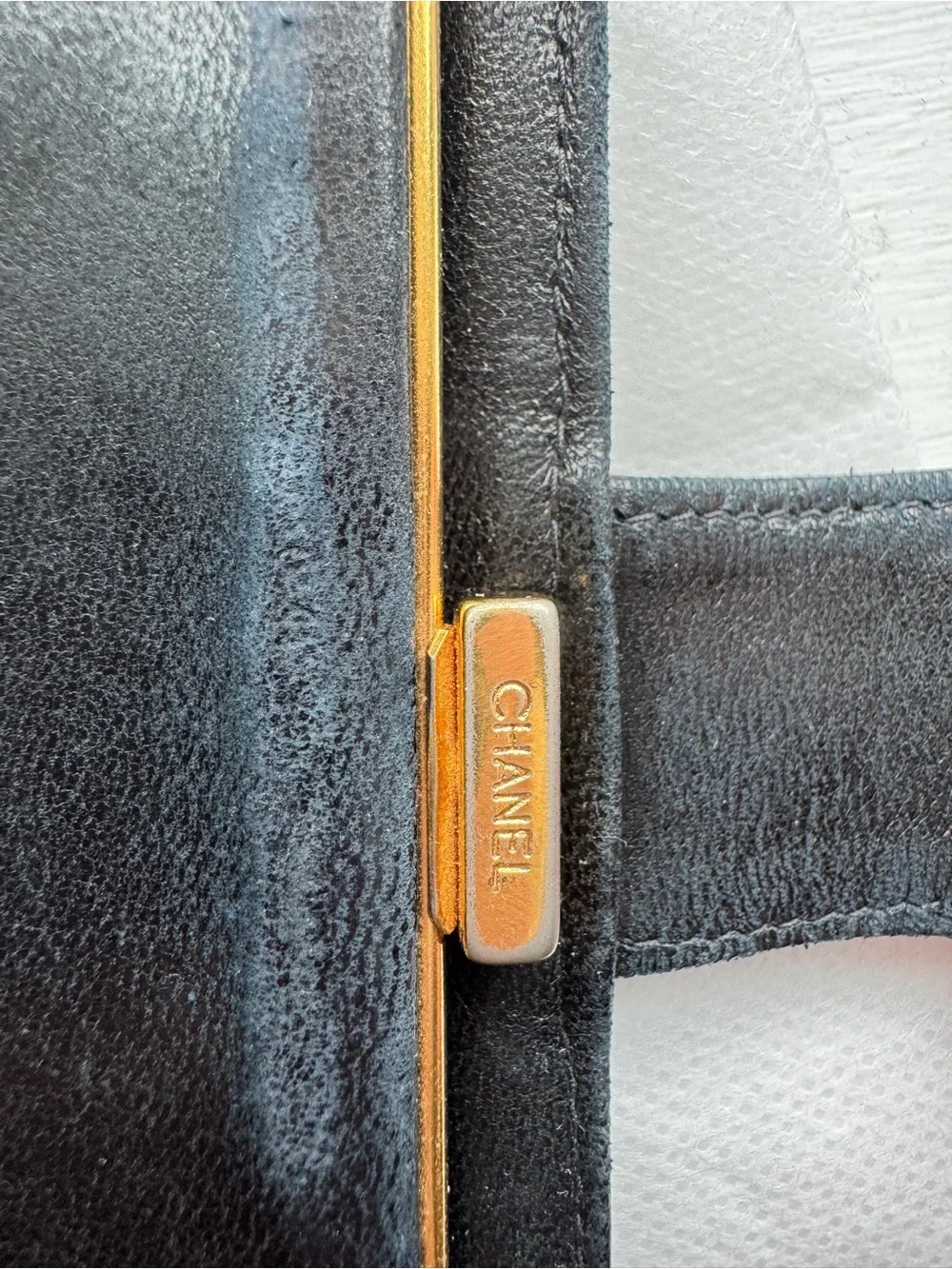 CHANEL Black Patent Leather CC Logo wallet